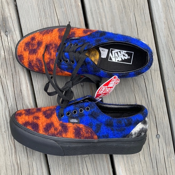 vans era mixed leopard platform sneaker